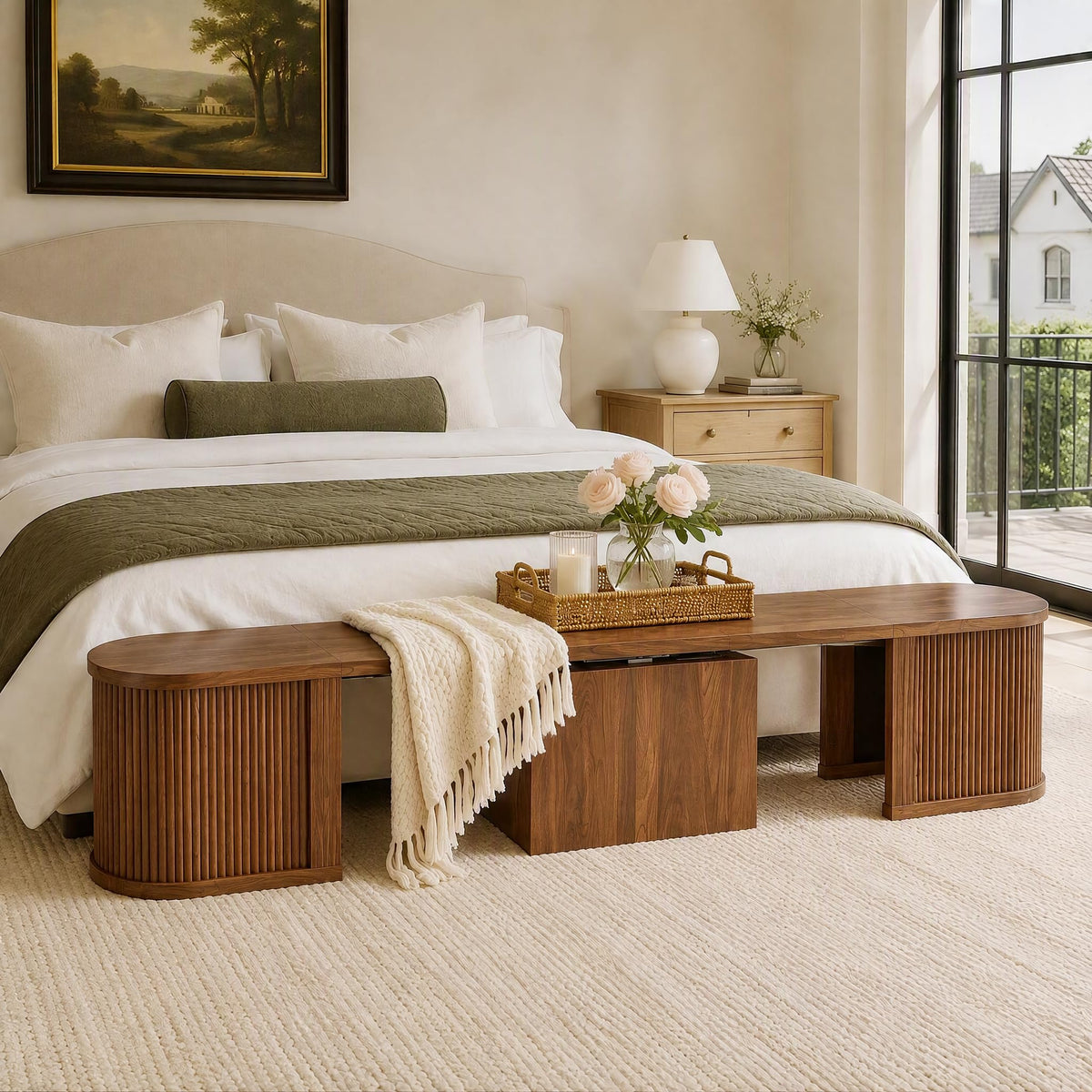 Extendable Curved Dining Bench