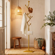 HAZHEYE Gold Coat Rack,Coat Tree Freestanding,Creative Design Tree Branch-look, Standing Coat Rack Coat Hanger Stand with Stury cast iron Base for Entryway, Hallway, Bedroom