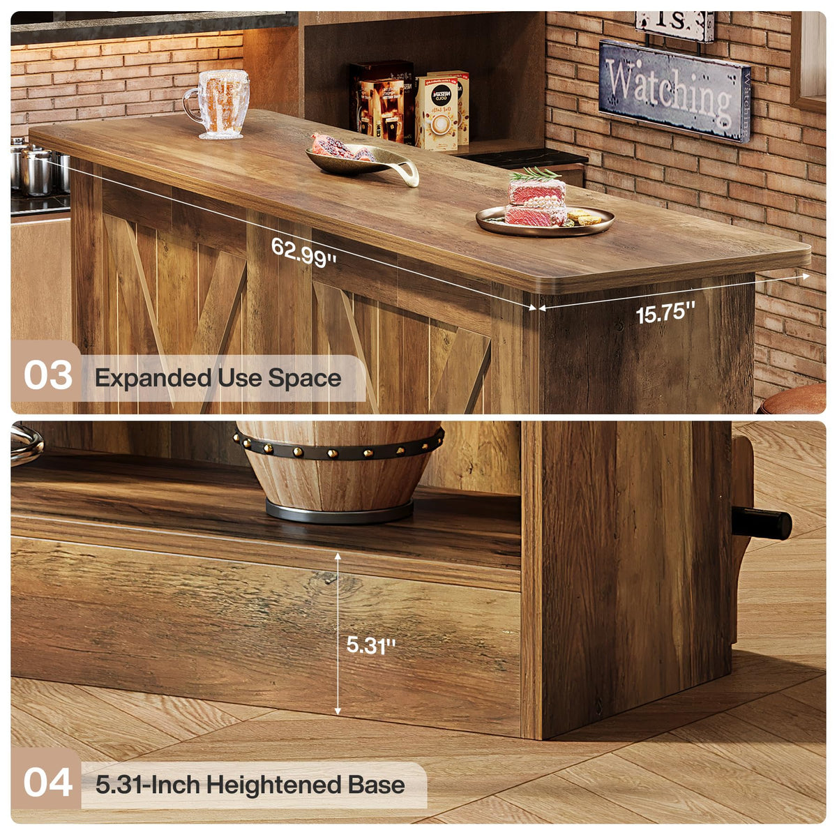 Rustic Bar Table with Storage