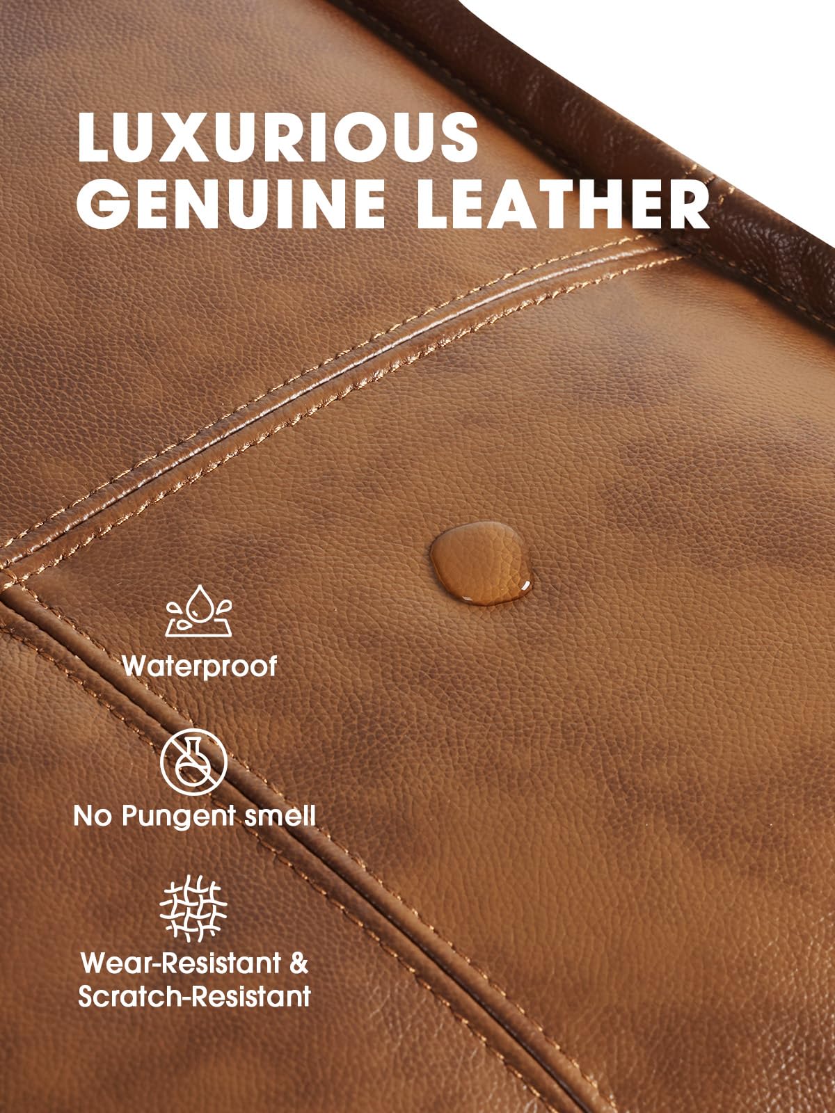Genuine Leather Pouf Ottoman Footstool