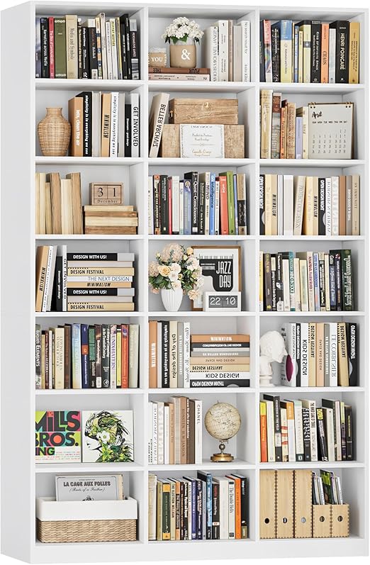 21-Cube 7-Tier Tall Bookcase with Open Shelves