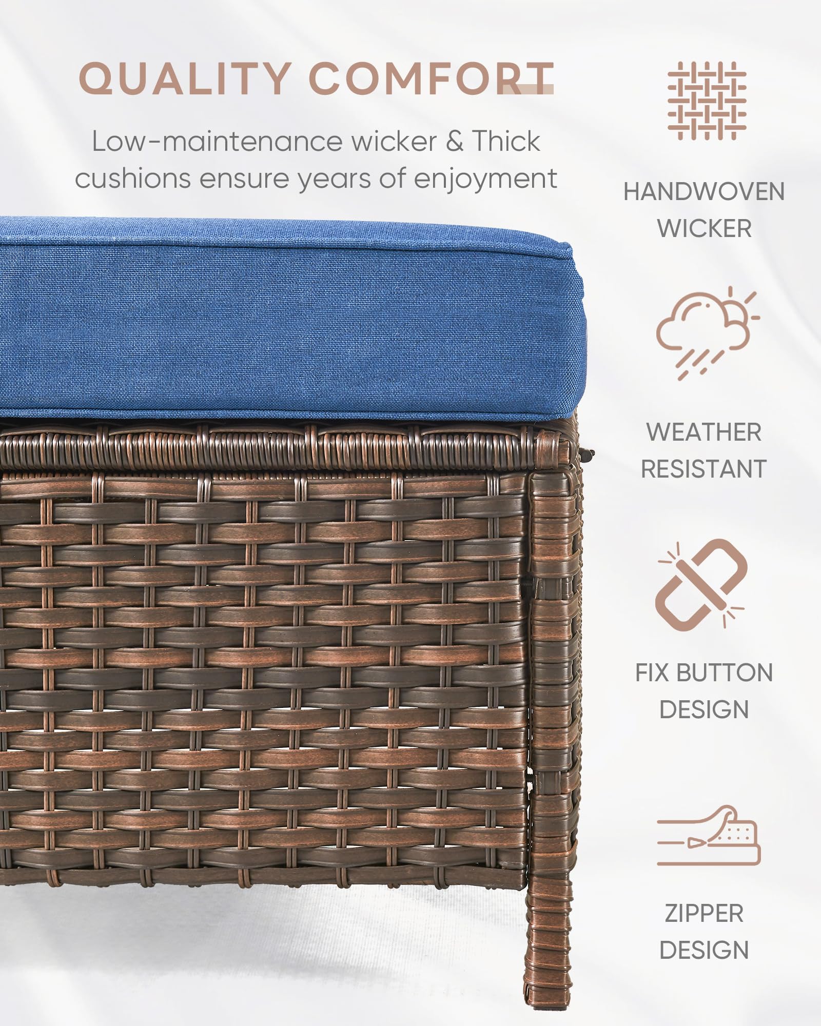 Outdoor Wicker Patio Ottoman Set (2-Piece)