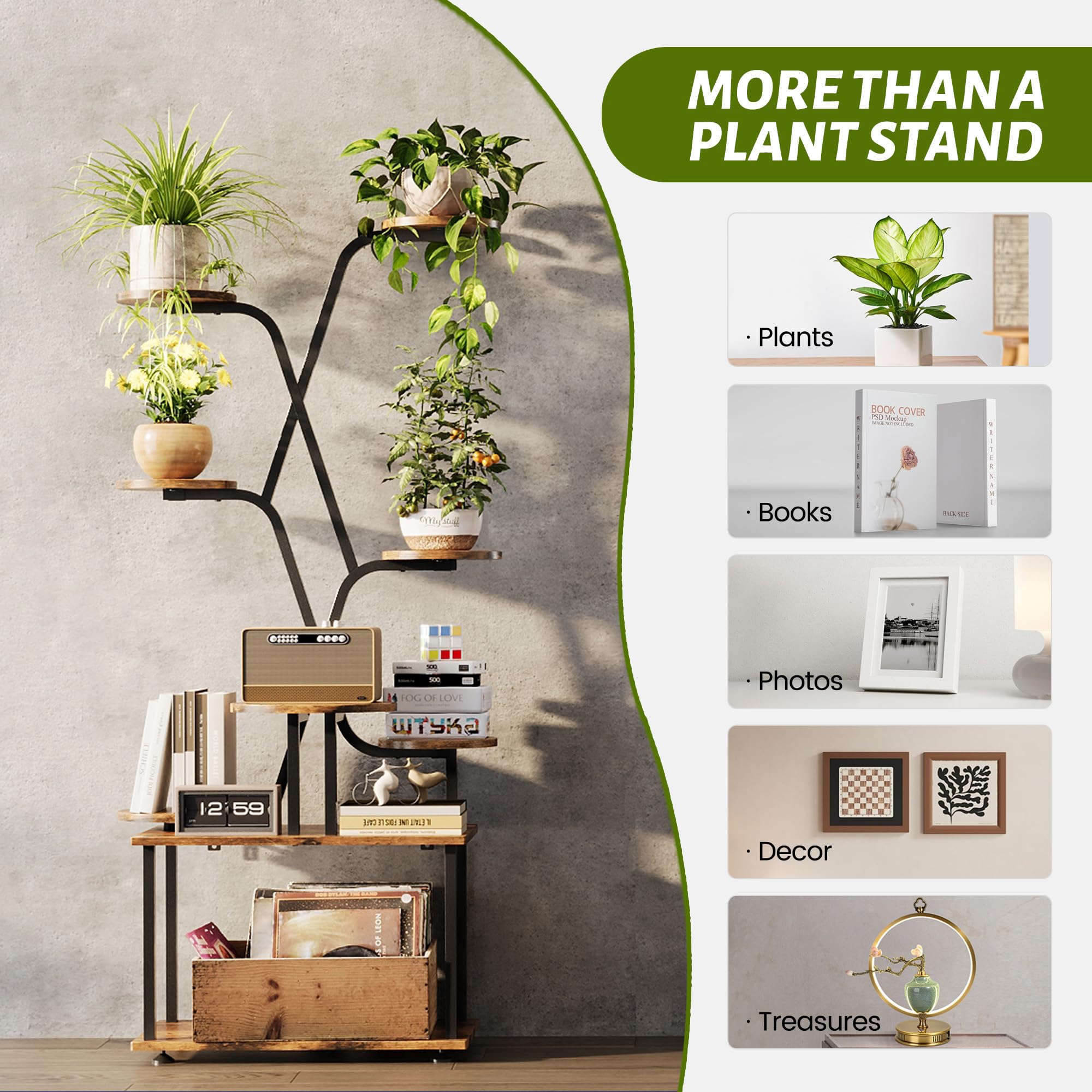 9-Tier Tall Plant Stand with Grow Light