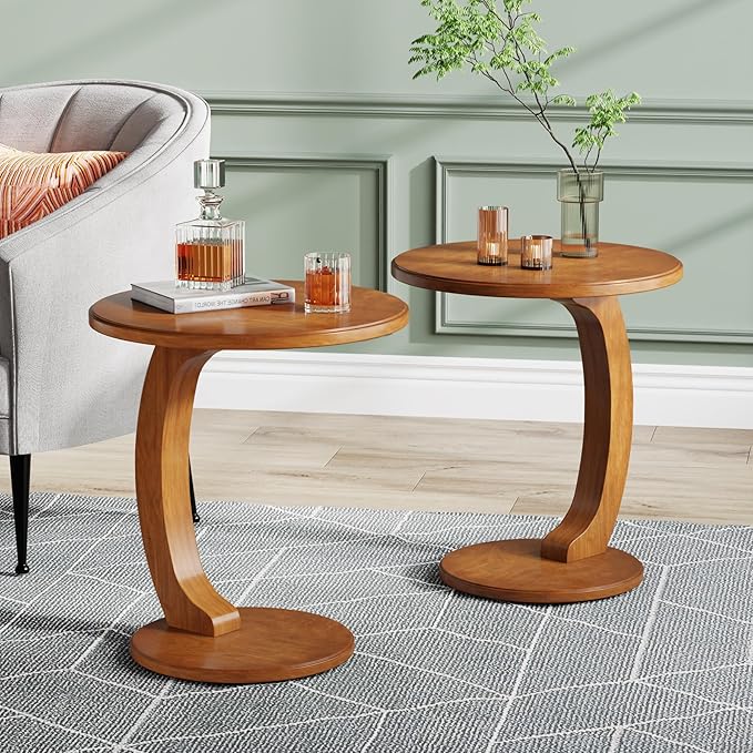 Round C-Shaped End Table