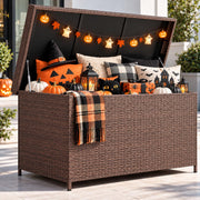ONBRILL 158 Gallon XL Wicker Deck Box, Outdoor Patio Storage Box, Brown