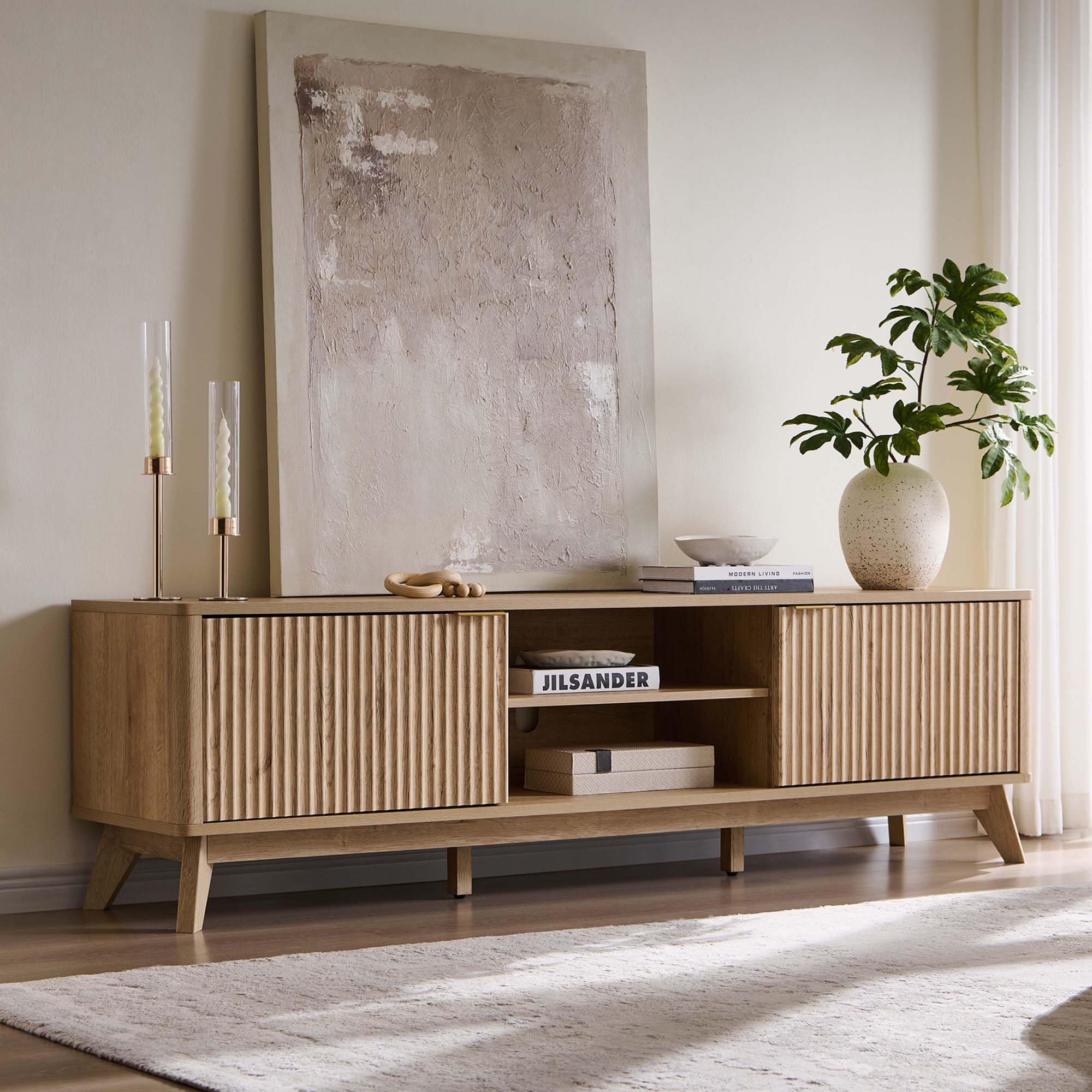 70" Fluted TV Stand – Mid-Century Modern
