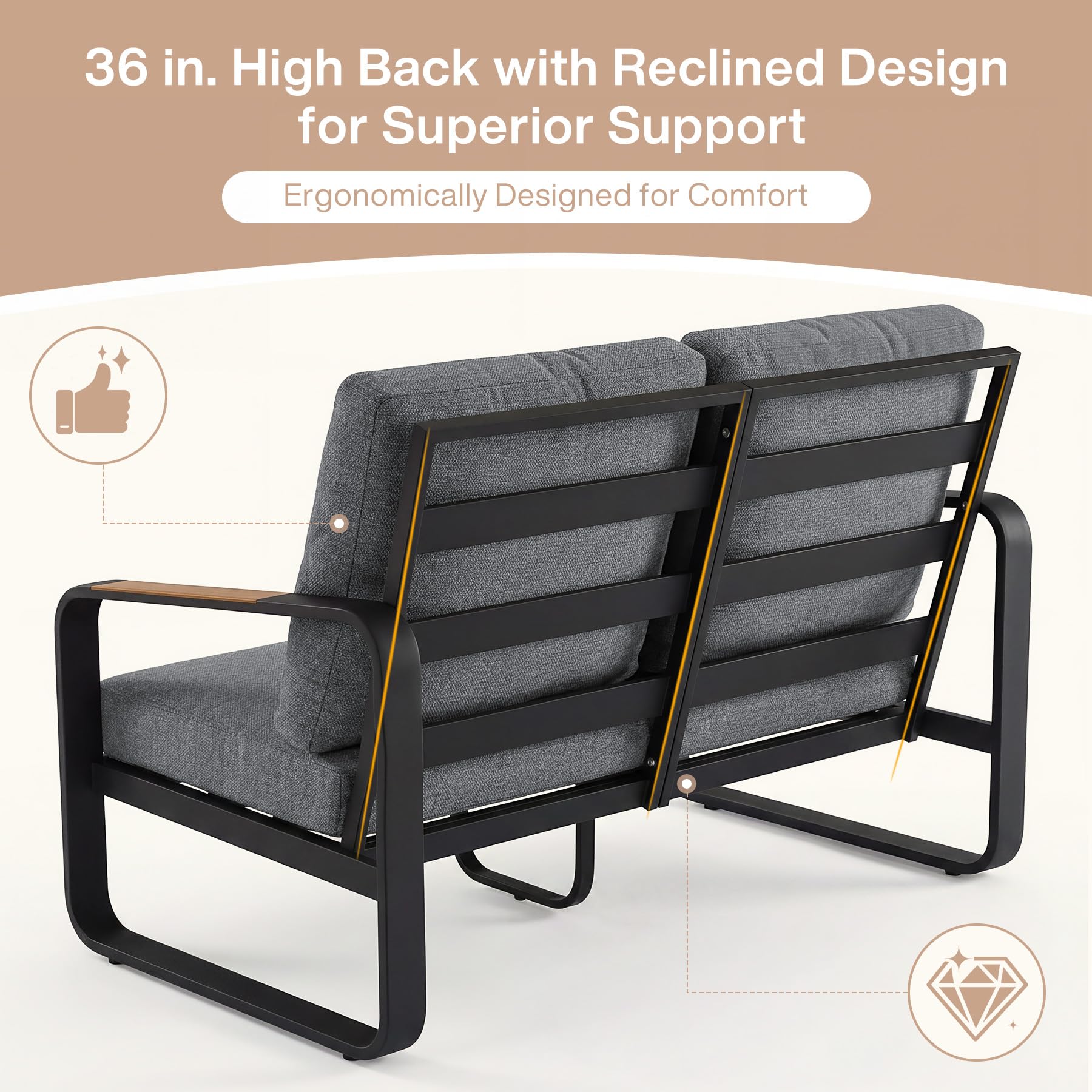 Outdoor Loveseat & 3-Seater Sofa Set with Cushions