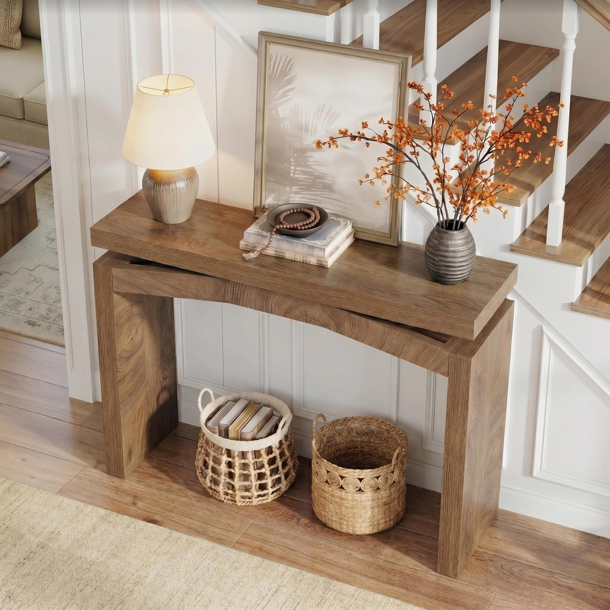 Tribesigns 40-Inch Console Table for Entryway, Farmhouse Sofa Table, Brown