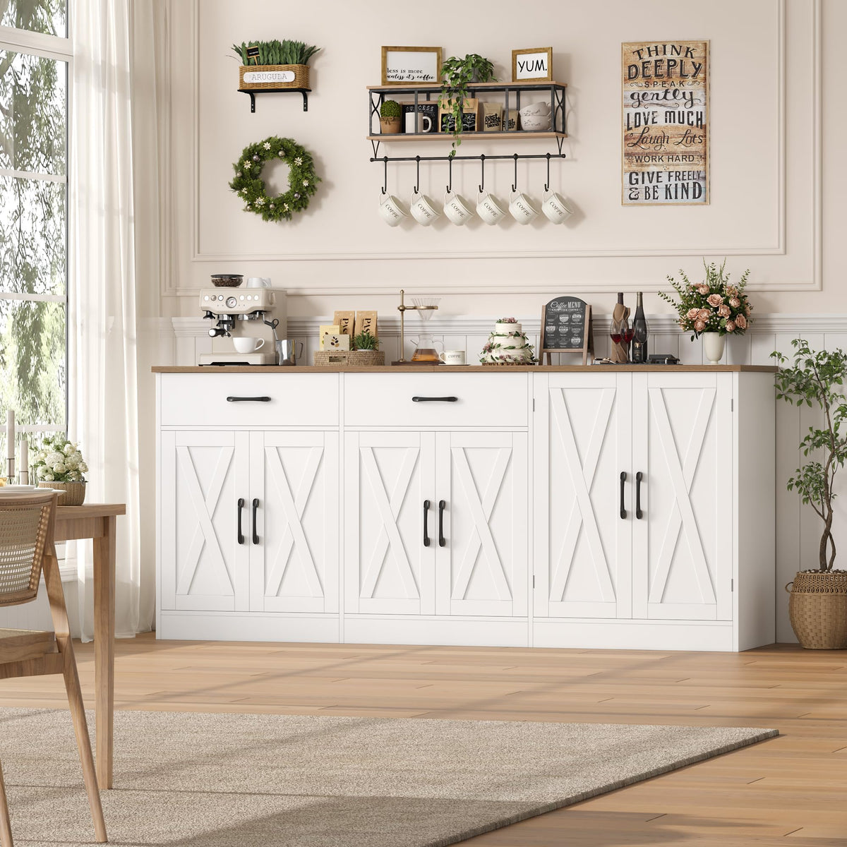 Farmhouse Buffet Cabinet with Charging Station