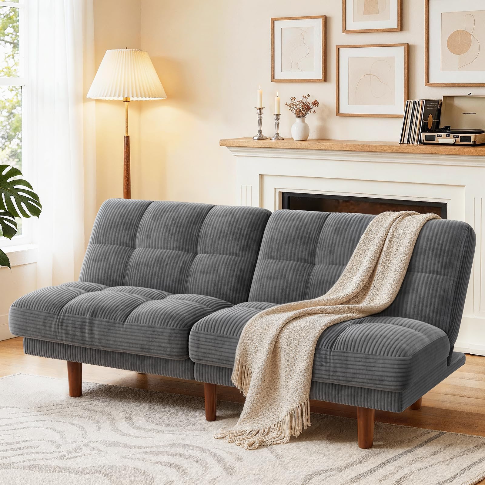 Convertible Futon Sofa Bed with Adjustable Backrest