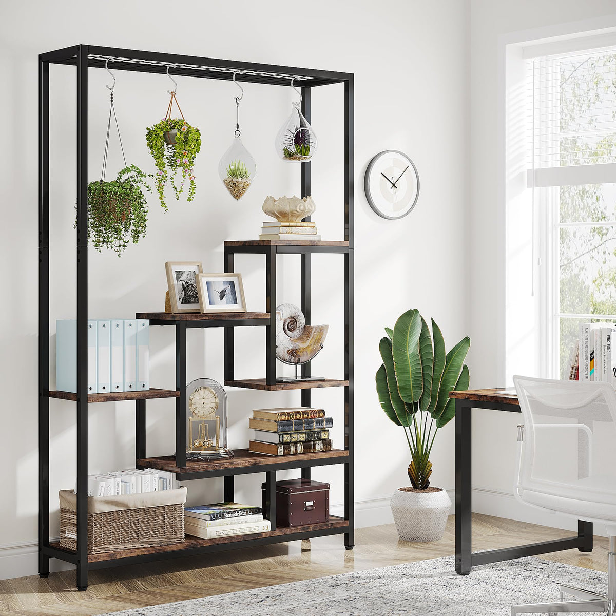 5-Tier Plant Stand with Hanging Hooks