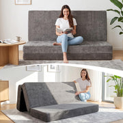 JUIKURY Cool & Breathable Chenille 6 Inch Memory Foam Foldable Futon Sofa Bed with Handles & Non-Slip Bottom, Covertible Sofa Bed for Guest, Camping, Dorm