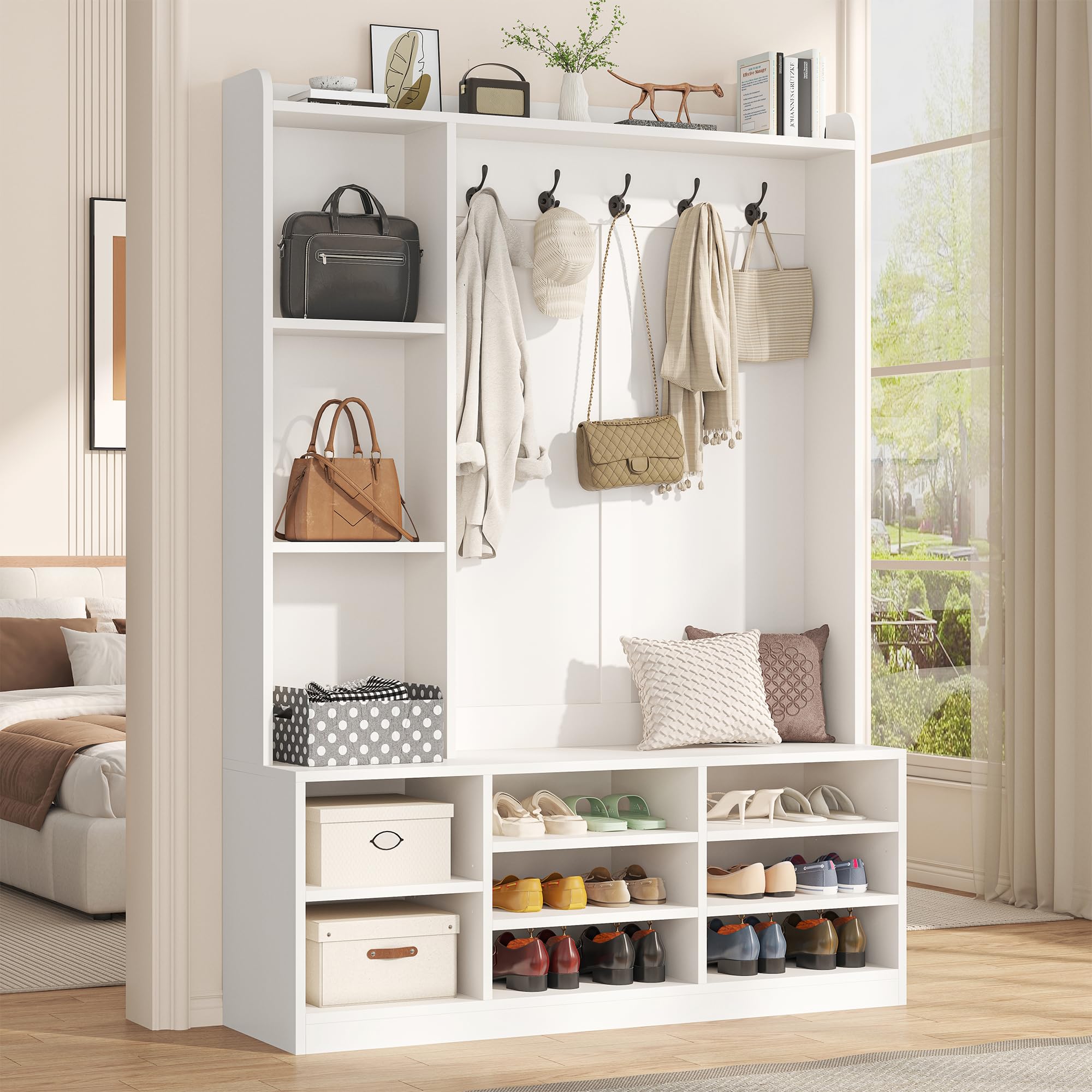 Hall Tree with Bench & Shoe Storage