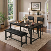SLEKVERSA Wooden Dining Table Set for 4, Farmhouse Kitchen Table Set