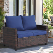 Outdoor Wicker Loveseat with Cushions
