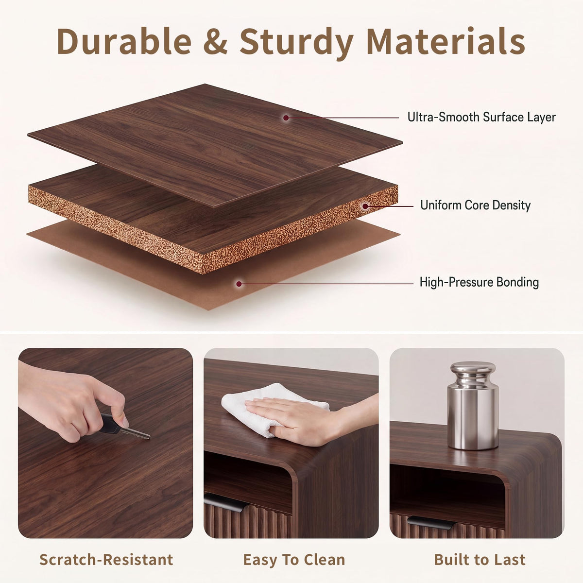 Fluted 3-Drawer File Cabinet