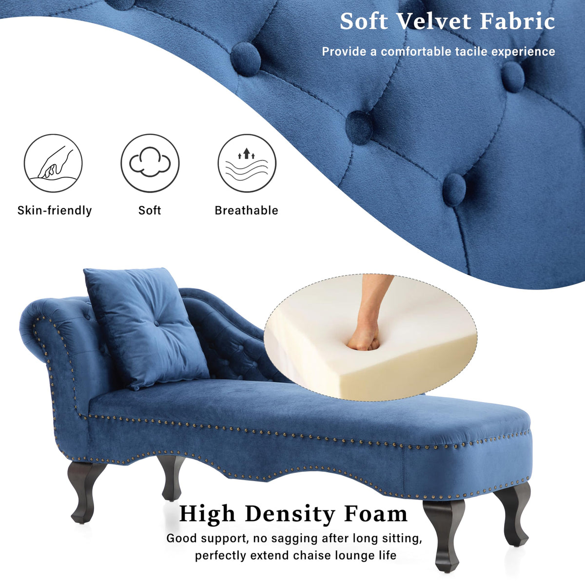 Navy Velvet Chaise Lounge