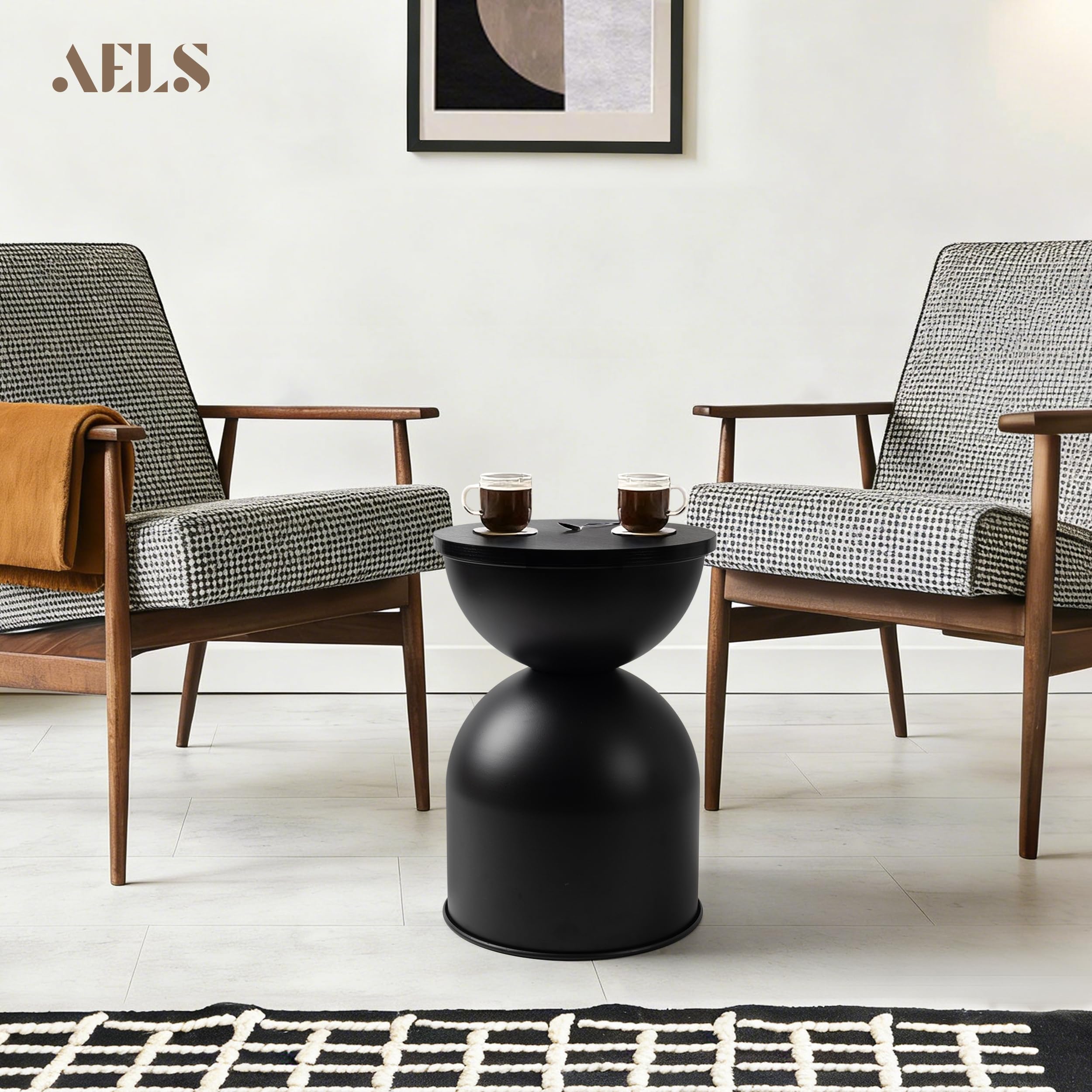 Double-Sided Drum Storage Side Table