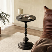 Round Metal Accent Side Table – Matte Black, 21" Height