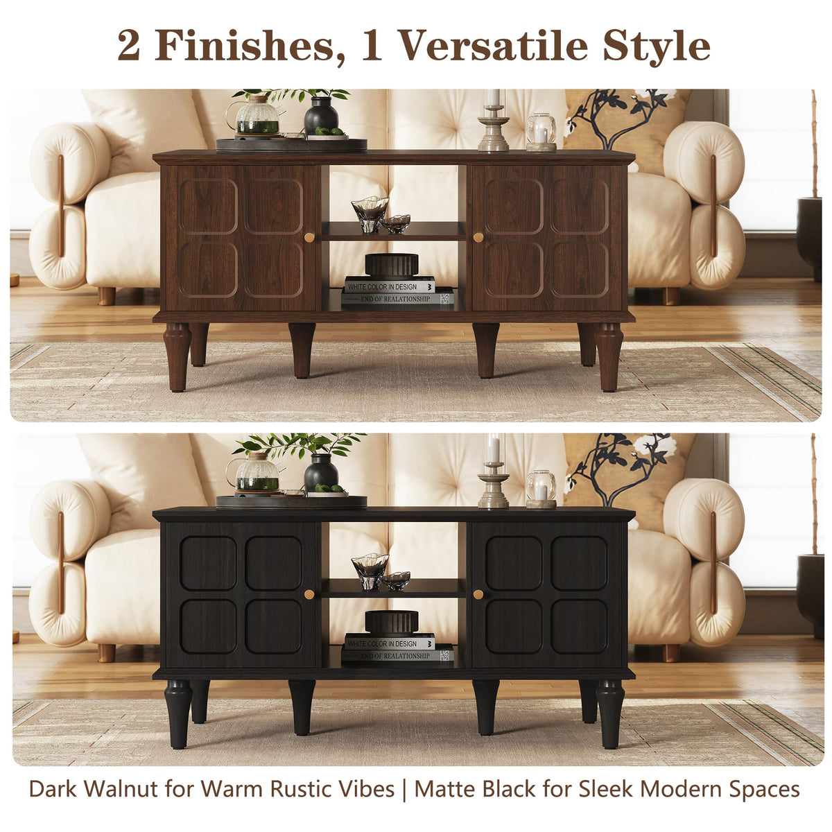 Black Mid-Century Storage Coffee Table