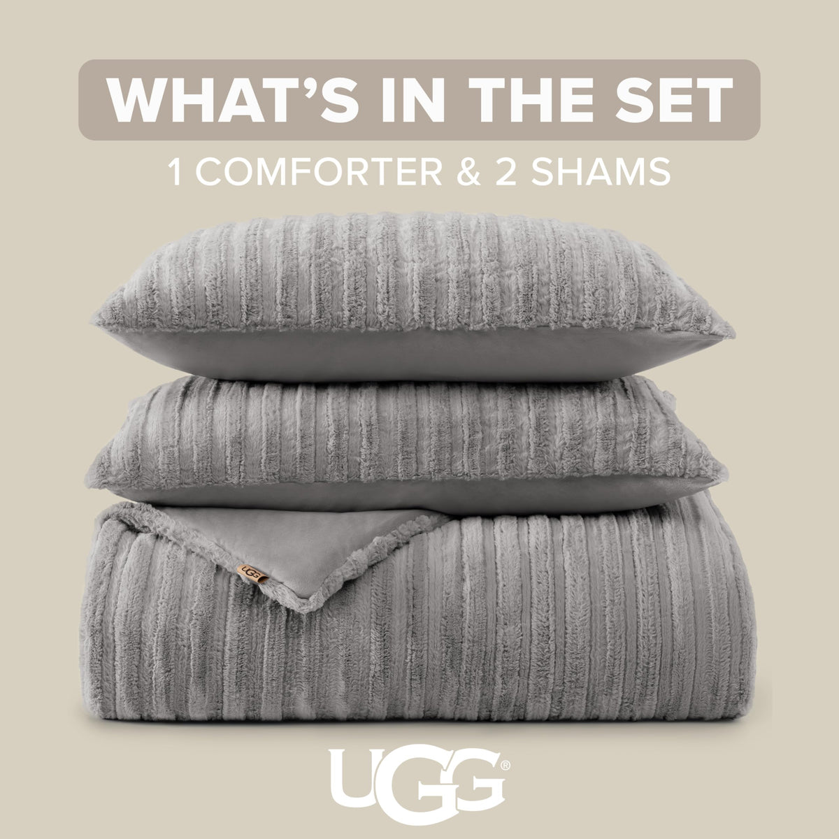 Grey Faux Fur King Comforter Set
