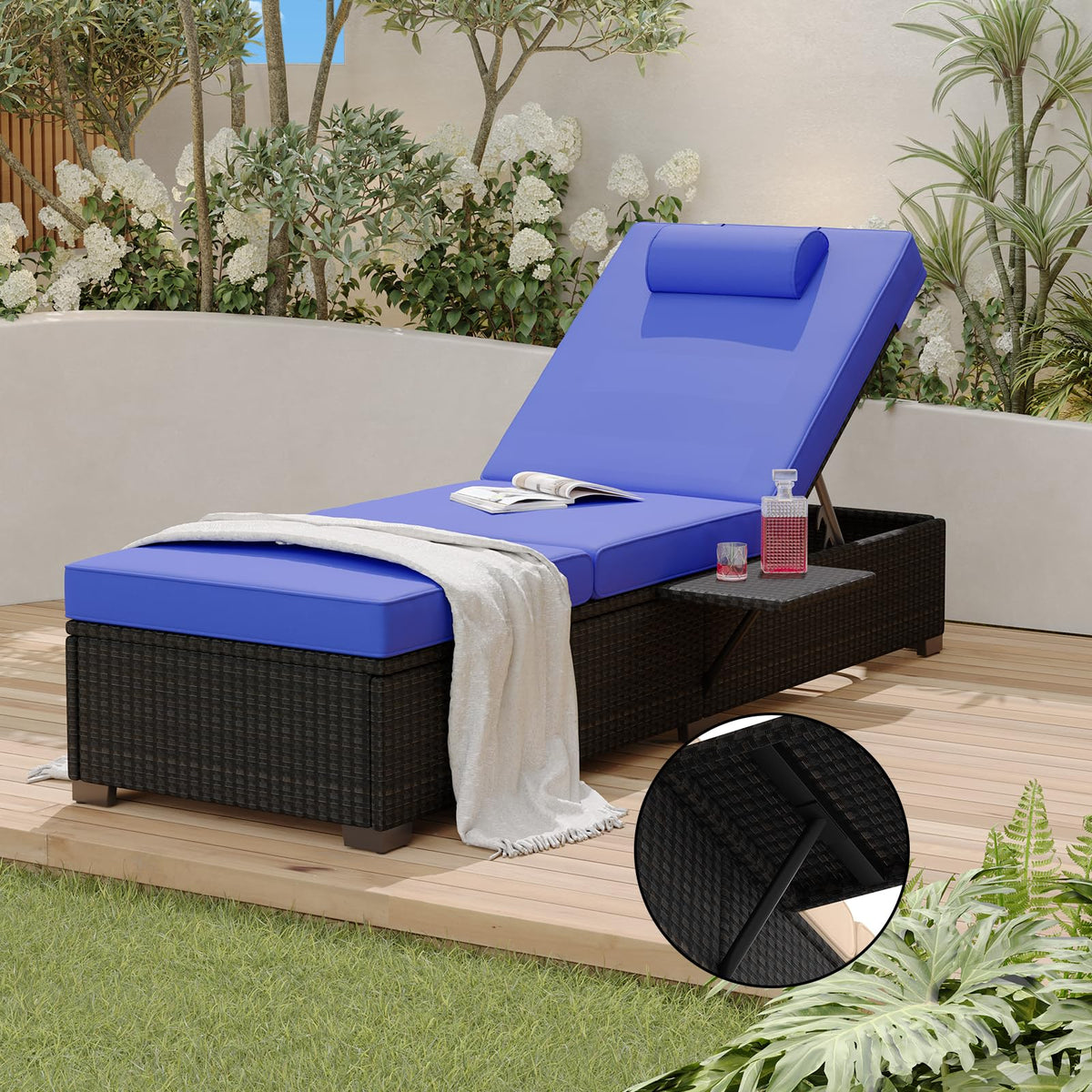Wicker Patio Chaise Lounge Set of 2