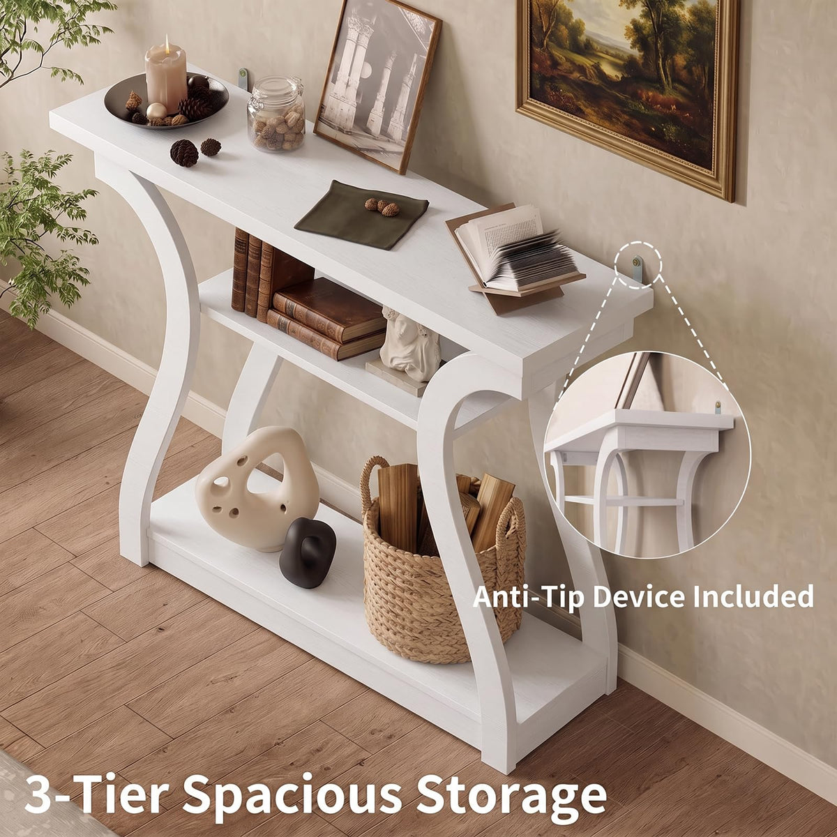 UODERS 47" Narrow Console Table, Entry Table with Curved Legs, Sofa Table