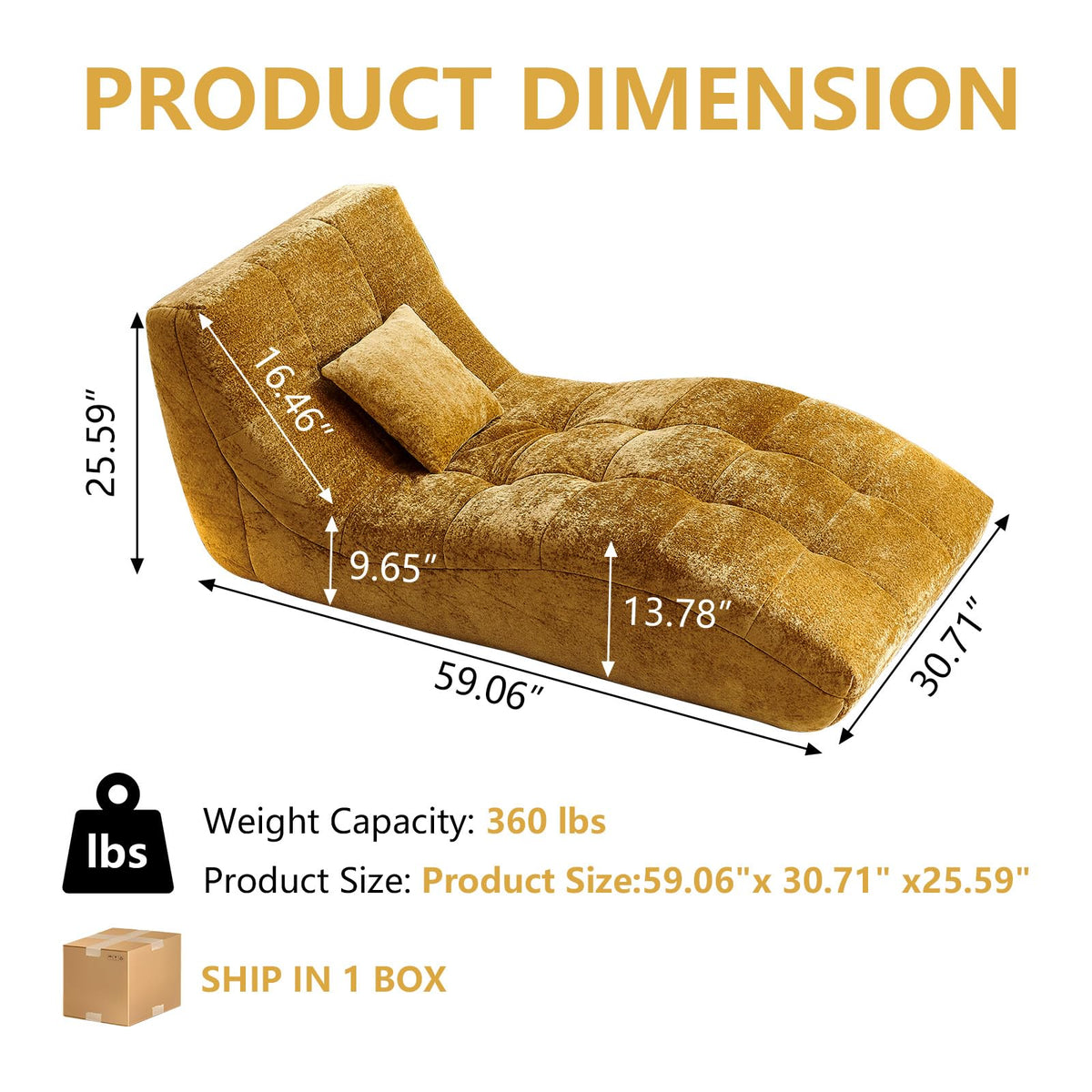 Yellow Tufted Chaise Lounge