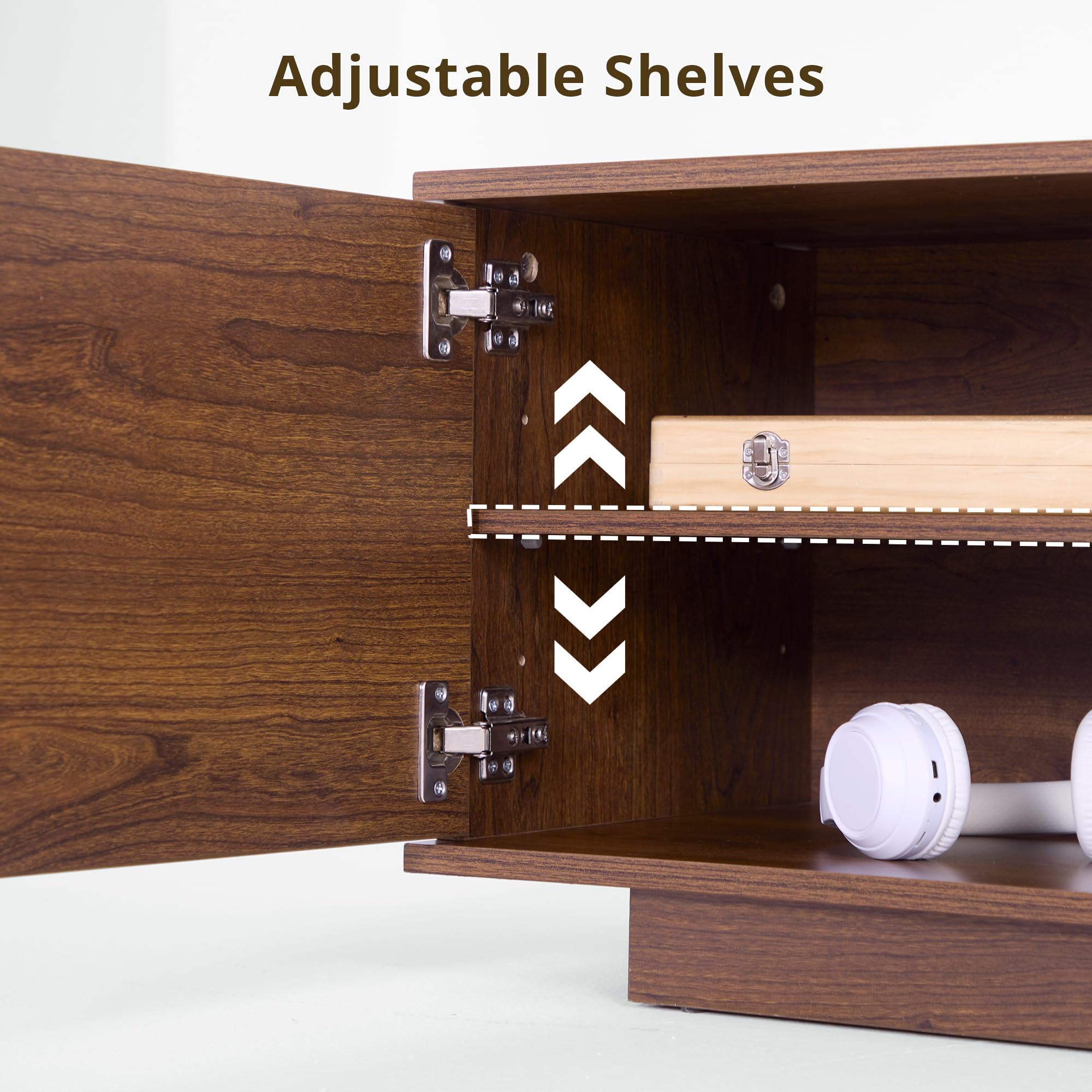 Mid-Century Modern Fluted TV Stand with Storage