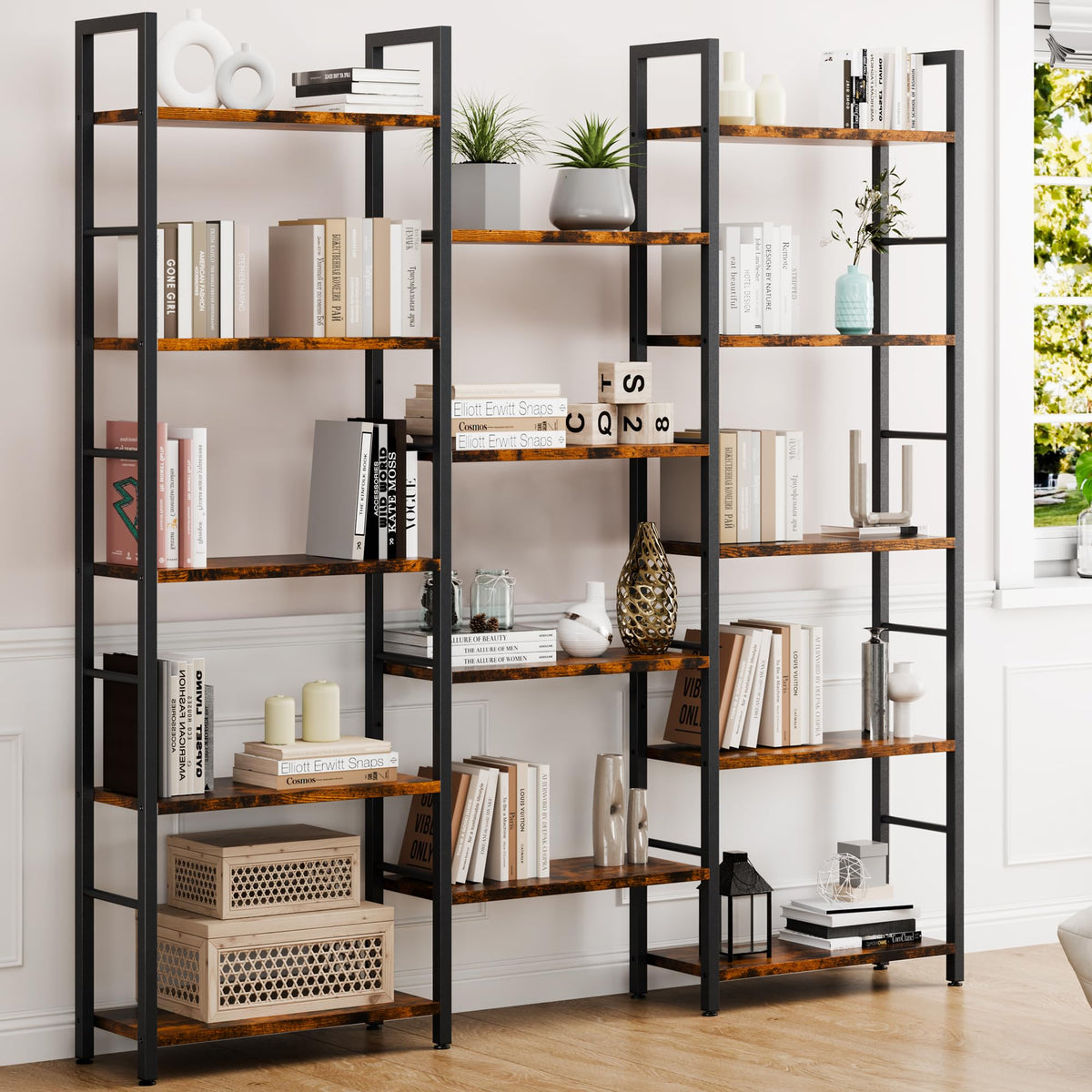 Triple Wide 5-Tier Bookshelf