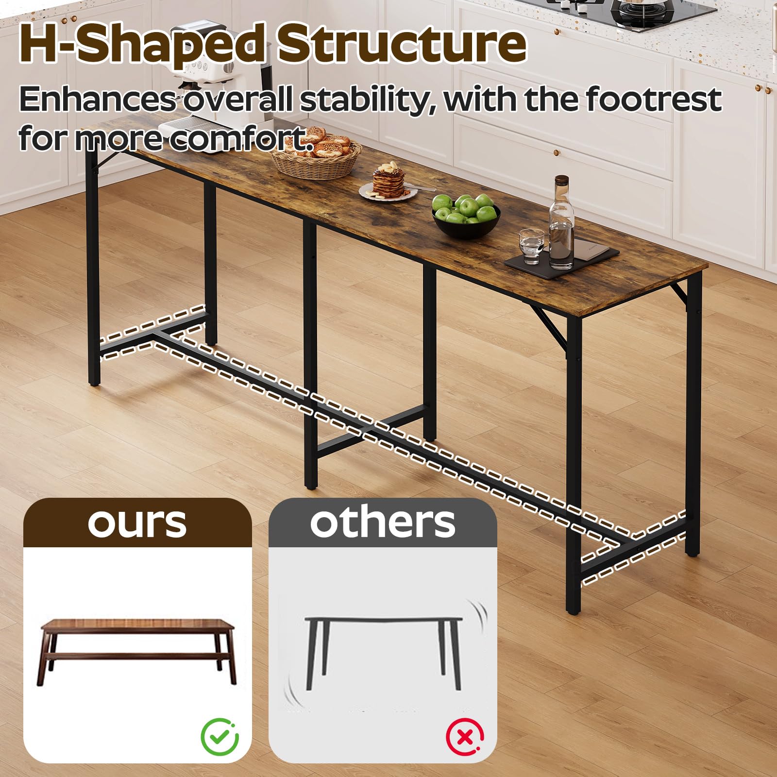 70.9" Bar Table & 2 Stools Set