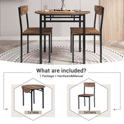 Merax 3-Piece Foldable Dining Table Set for 2 with Drop Leaf Tabletop and Two Chairs for Small Places, Kitchen, Living Room, Apartment, Rustic Brown