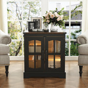 Rustic End Table with Charging Station & LED Light