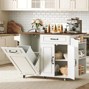 Kitchen Island with Power Outlet & Drop Leaf