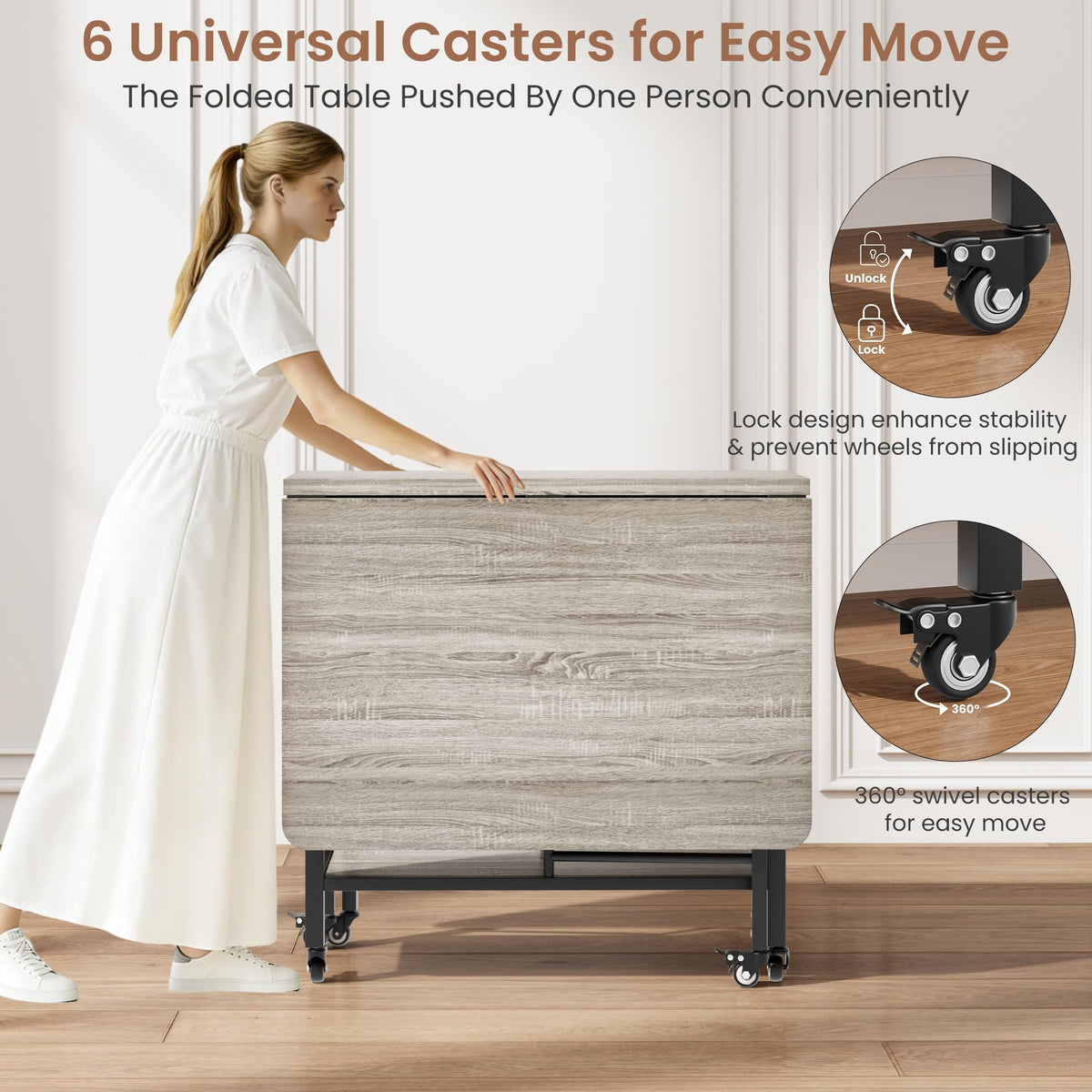 Folding Dining Set with Casters