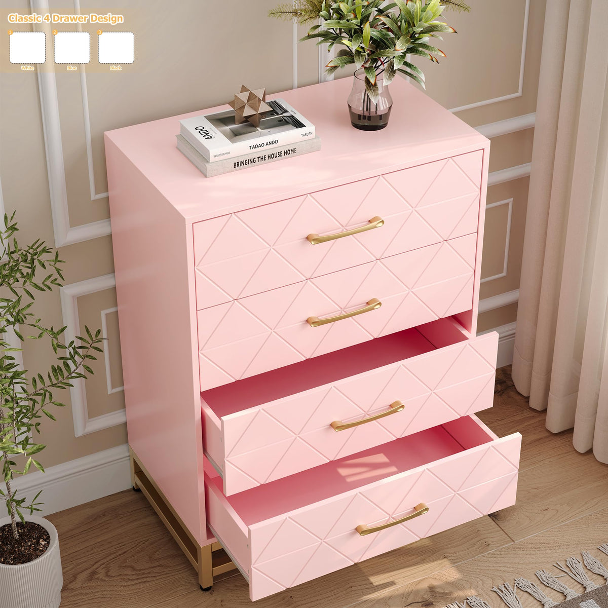Pink 4-Drawer Dresser