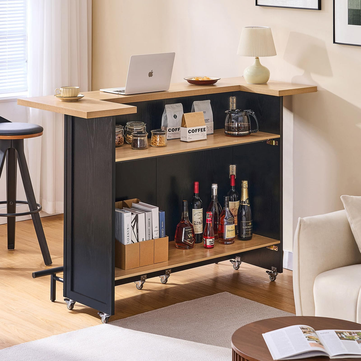 Foldable Bar Table with Storage
