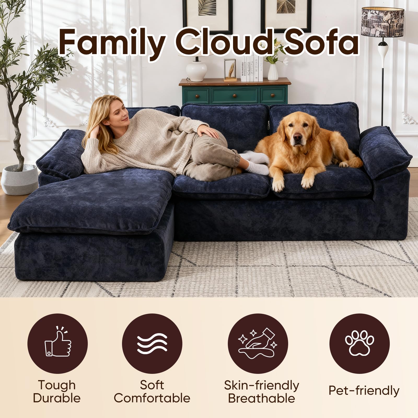 L-Shape Sectional Sofa with Oversized Chaise
