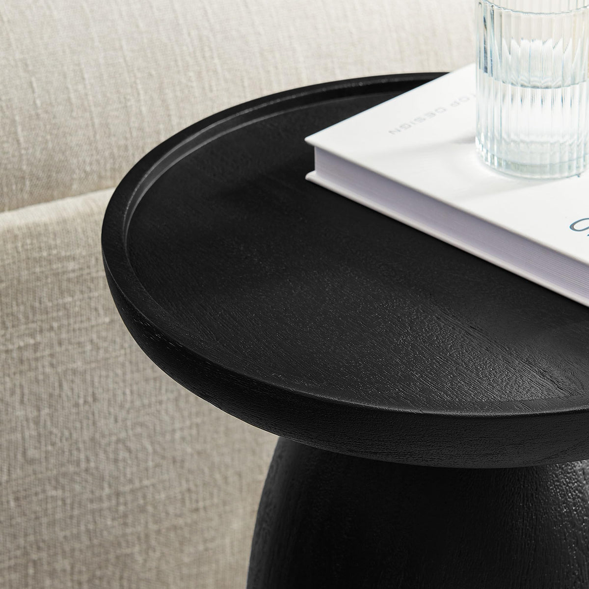 Solid Mango Wood Drum Side Table