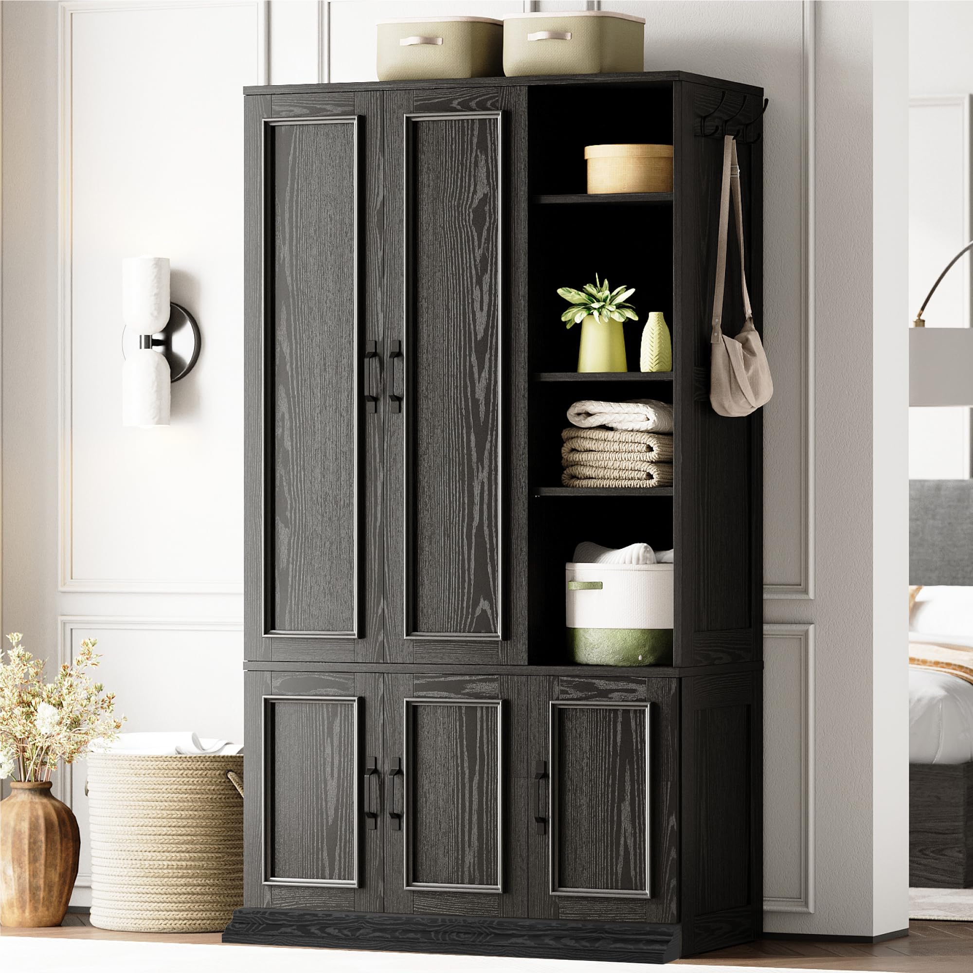 Large 5-Door Wardrobe with Shelves & Hanging Rod