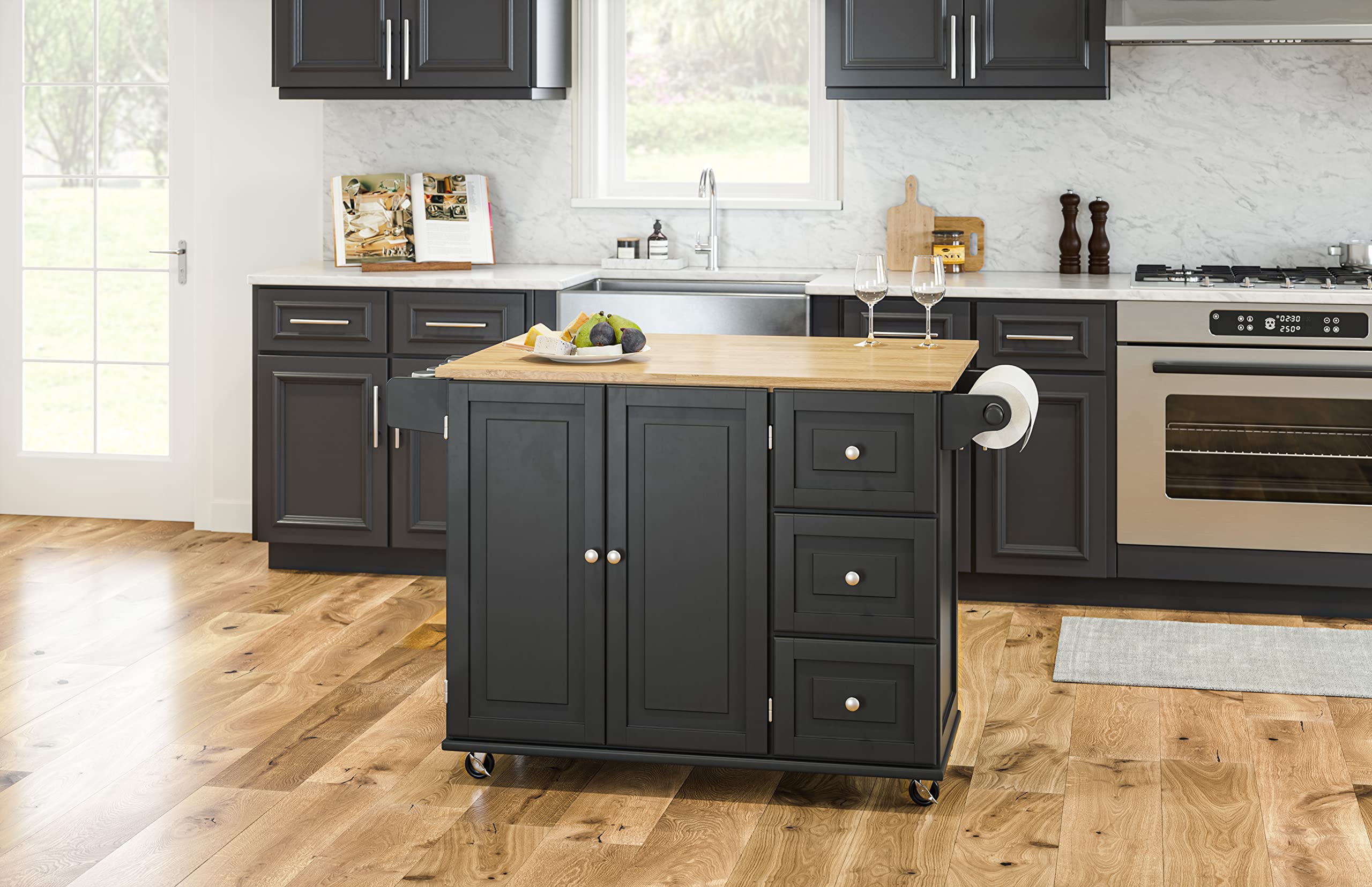 Mobile Kitchen Island Cart with Drop Leaf
