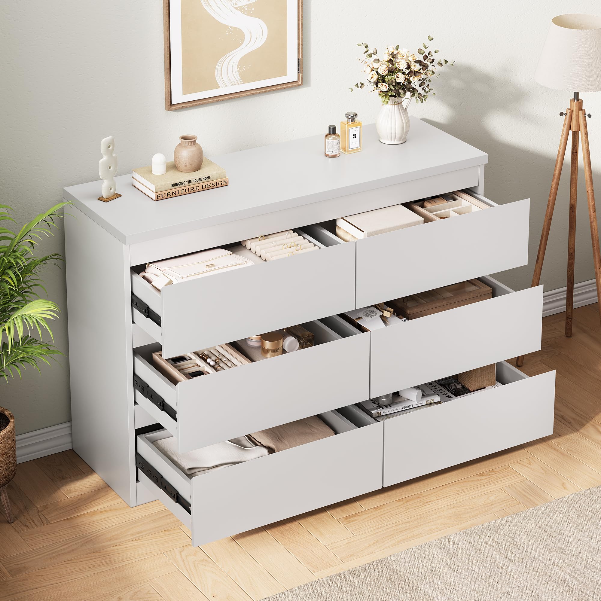 6-Drawer Wood Dresser with Deep Storage
