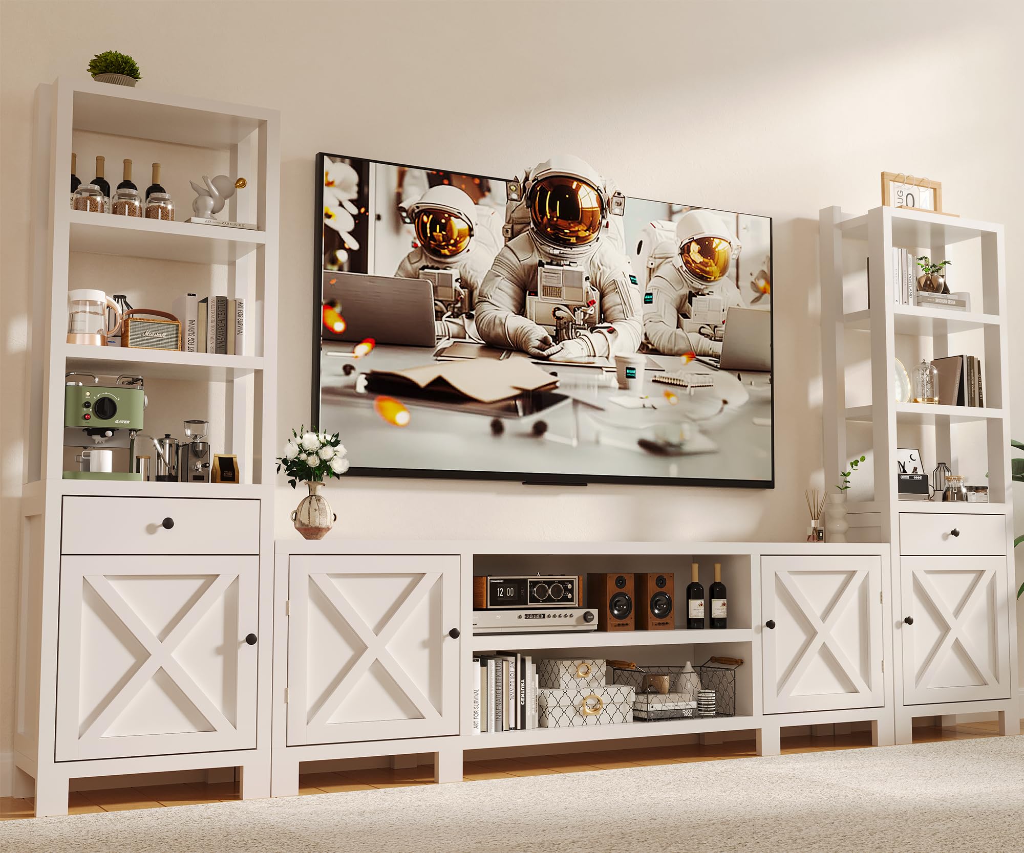 94" Wall Unit Entertainment Center with Bookshelves