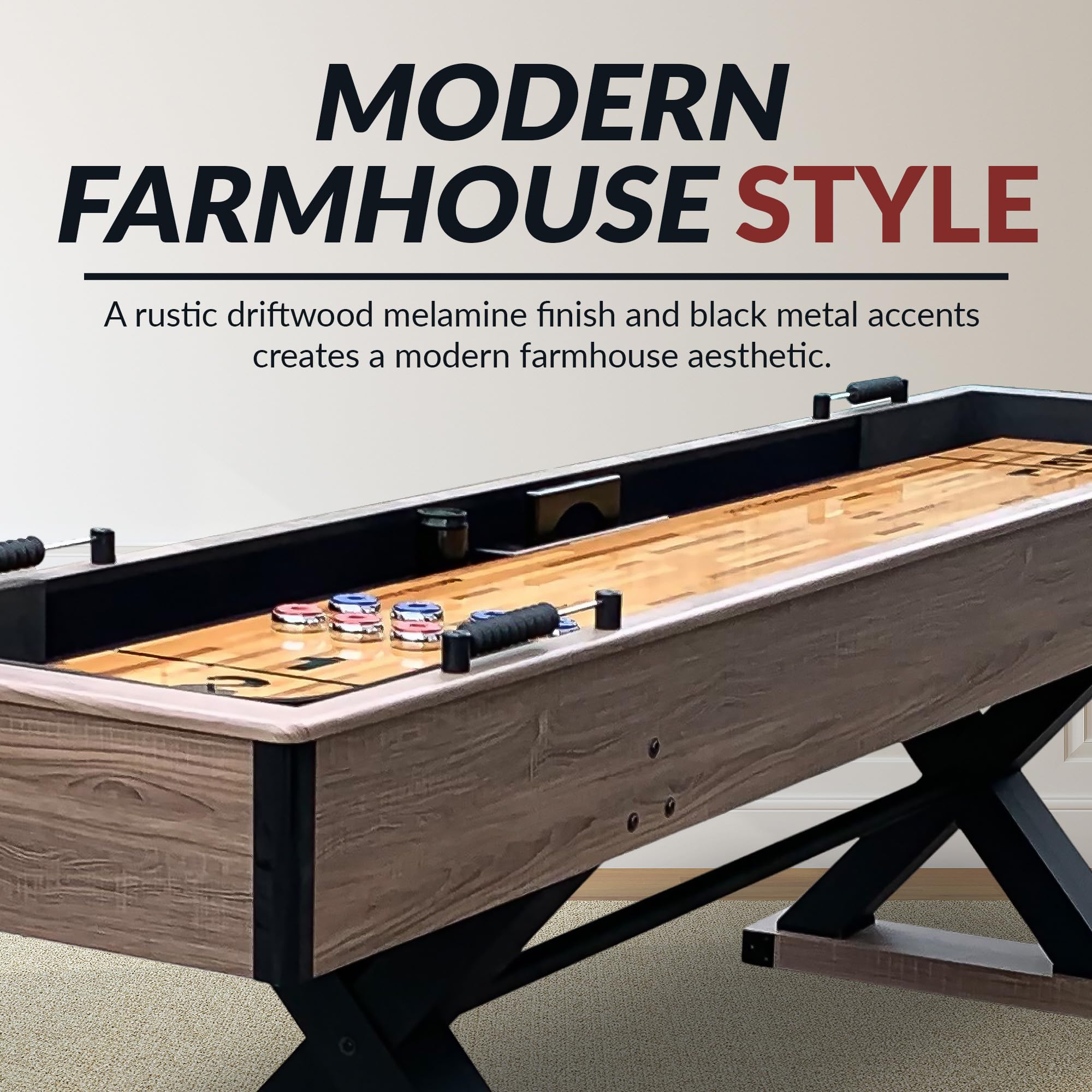 9-Ft Shuffleboard Table with Driftwood Finish