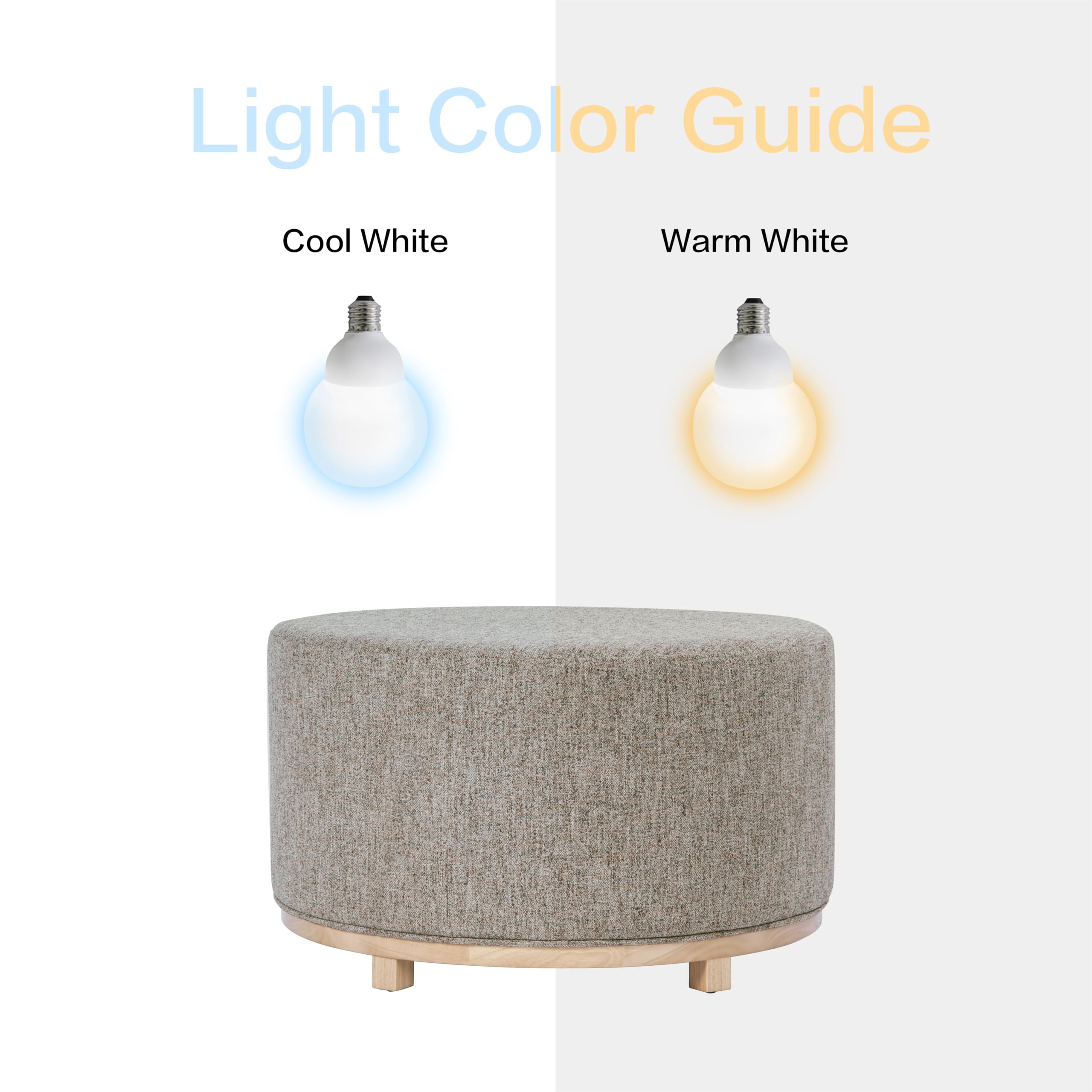Round Upholstered Ottoman with Wood Base