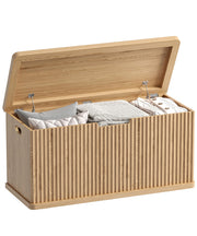 Fluted Storage Bench with Safety Hinges