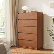 SUCSSRICH Solid Wood Dresser, 45.3" Tall Mid Century Modern Dresser, Brown
