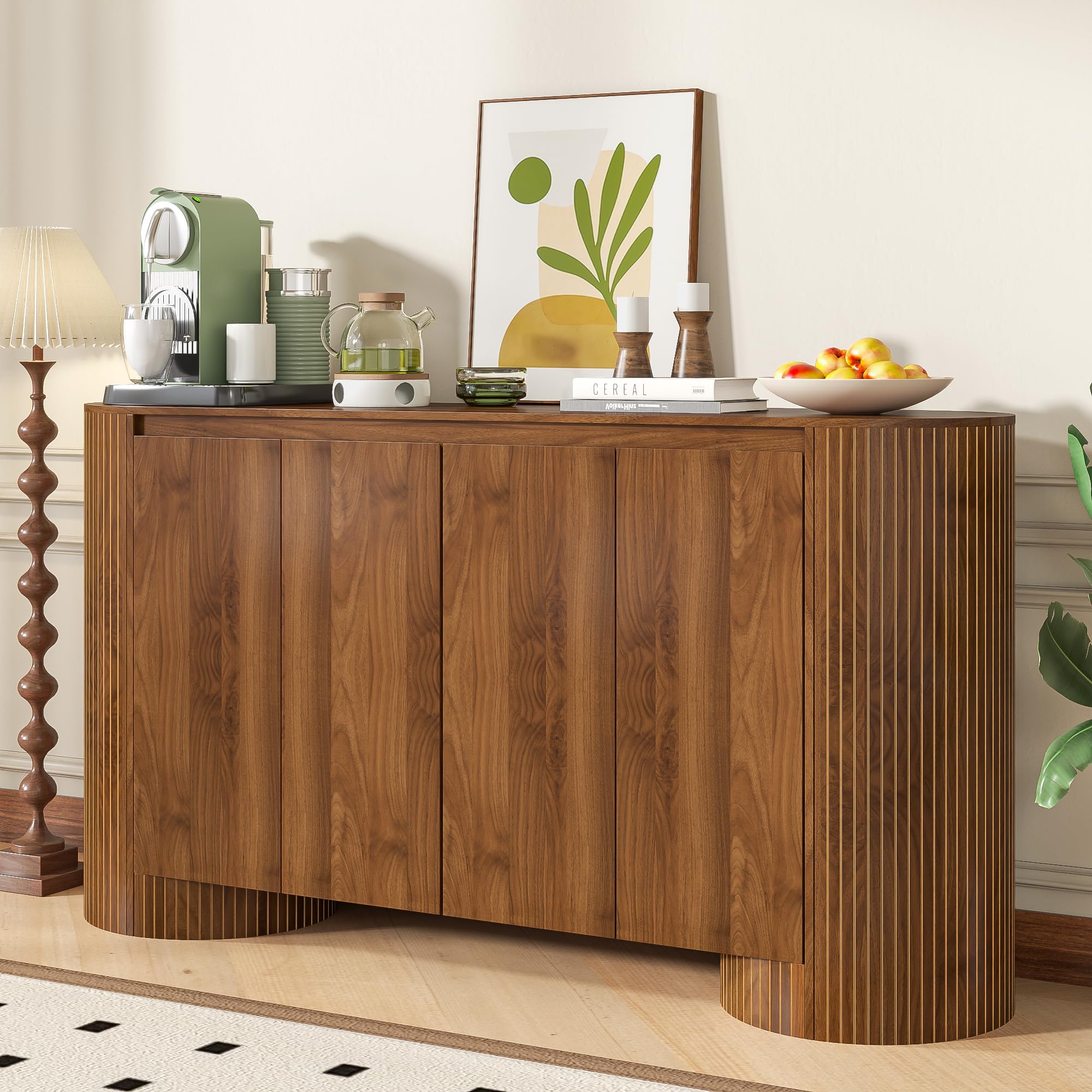 60" Sideboard Buffet Cabinet with 4 Doors & Adjustable Shelves