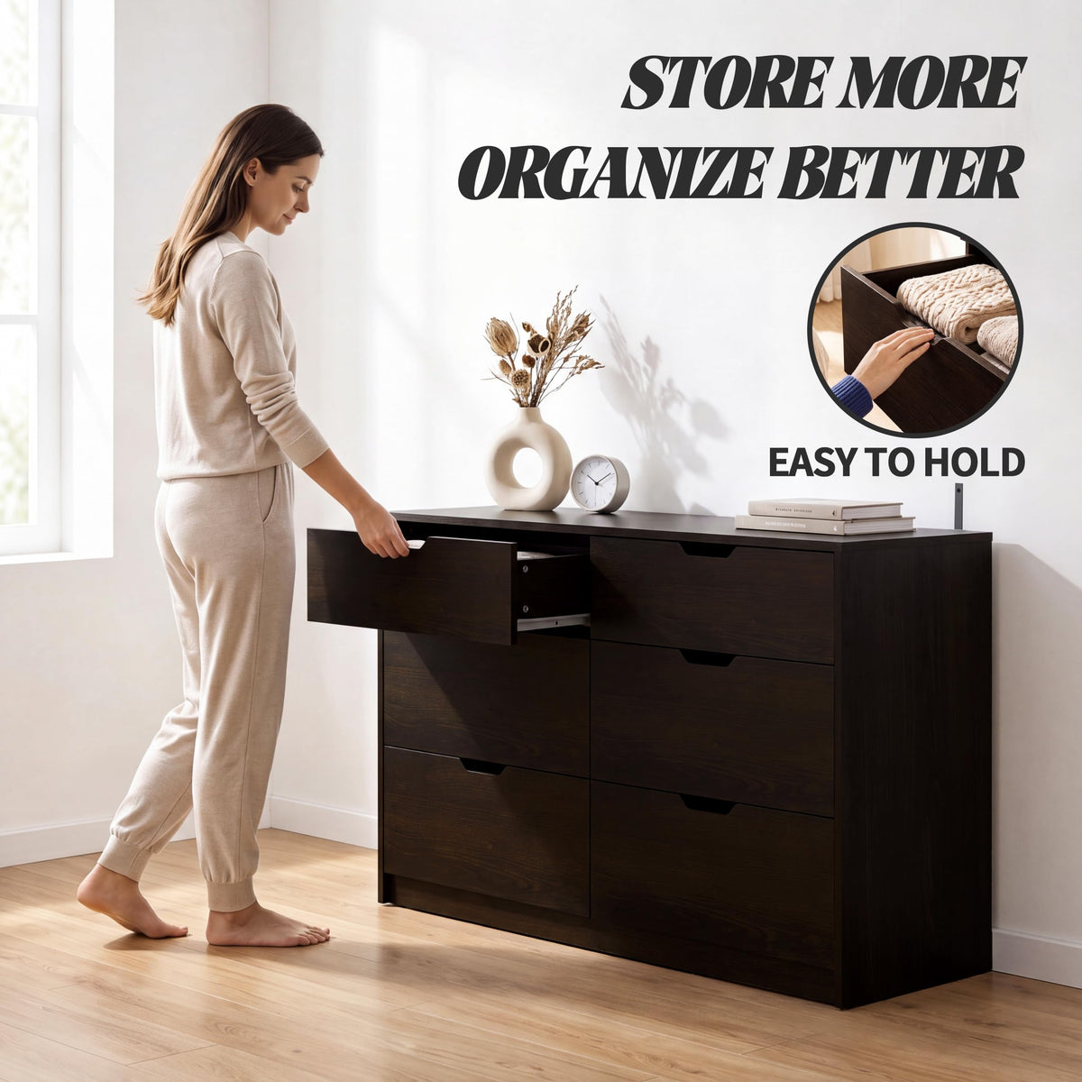 Brown 6-Drawer Dresser