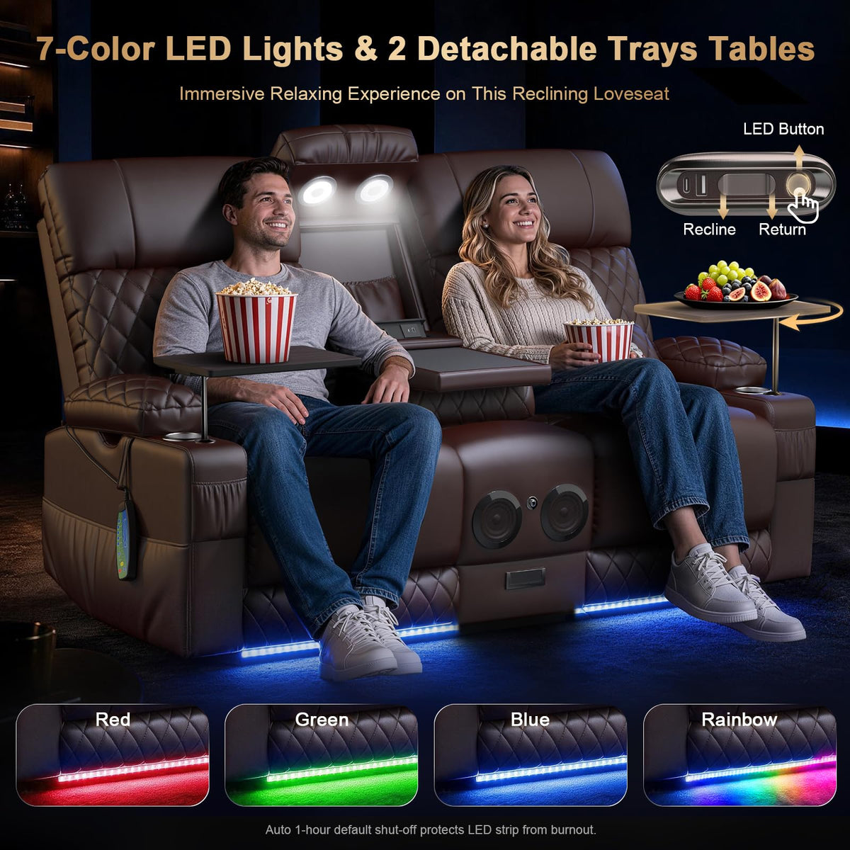 Power Loveseat Recliner Sofa, Home Theater Seating with Massage & Heat